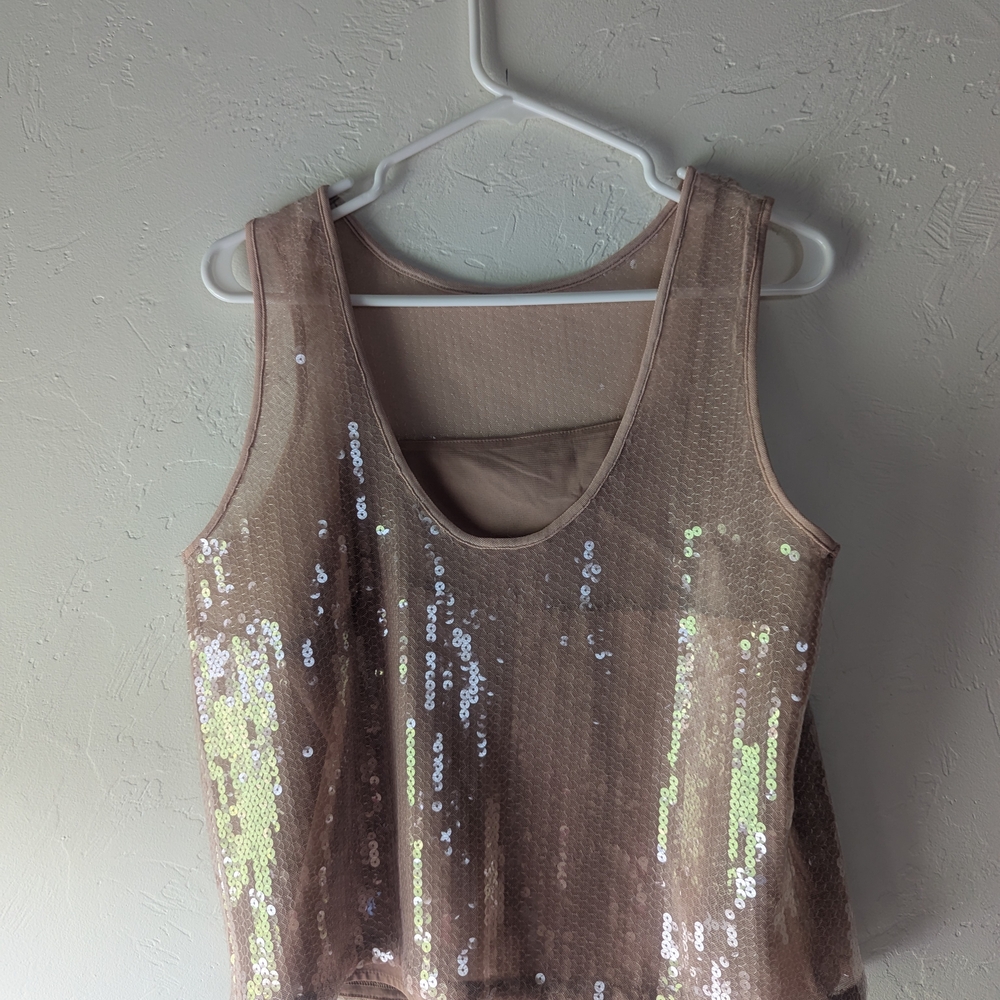 Abercrombie & Fitch Sequin Tank Top in Gold